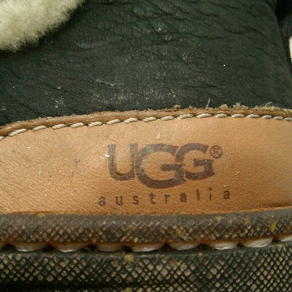 Ugg Australia La Jolla Boot Black Ankle Lace Up Sheepskin & Leather 5587 Sz 5 - Picture 7 of 10